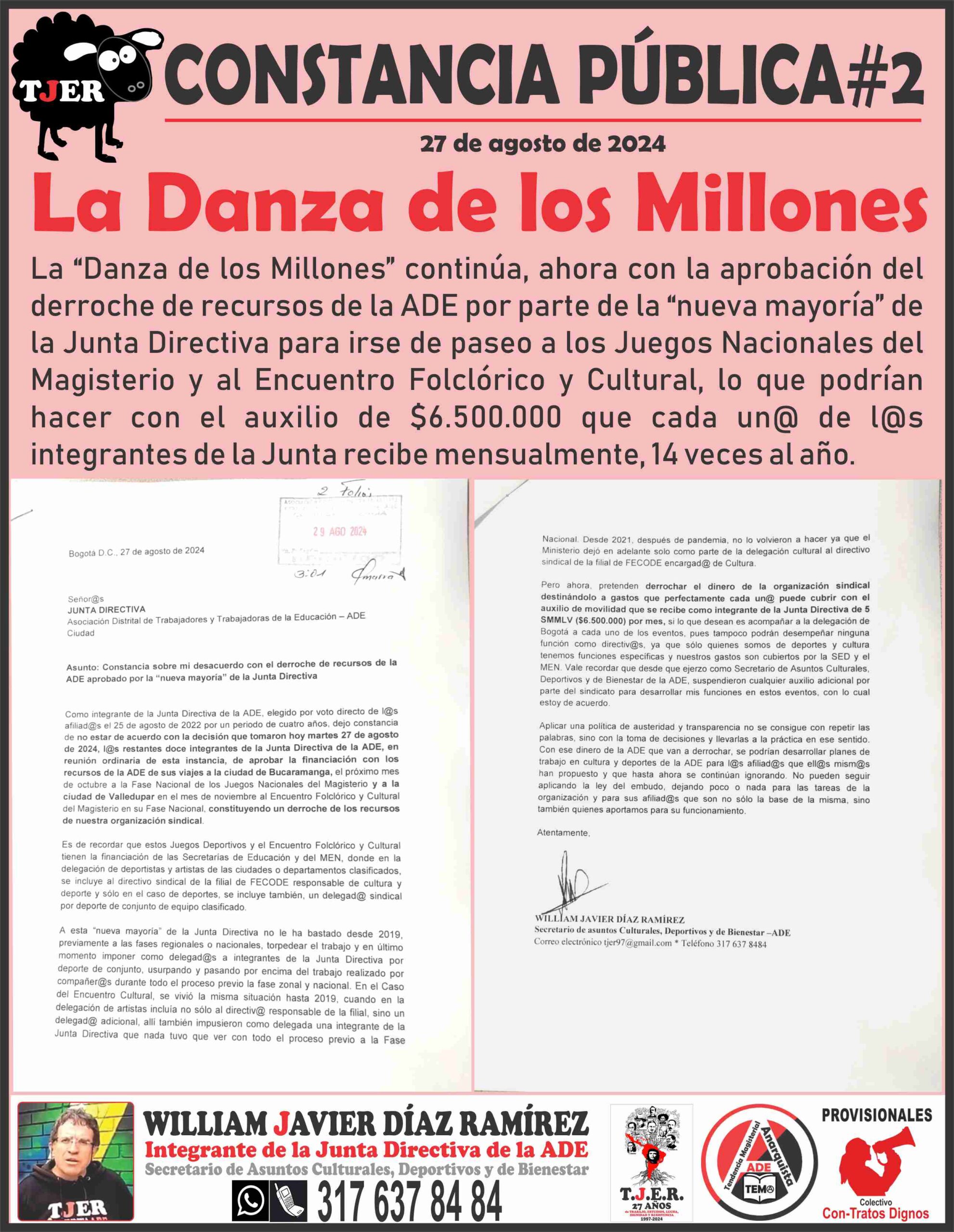 CONSTANCIA PÚBLICA #2 LA DANZA DE LOS MILLONES