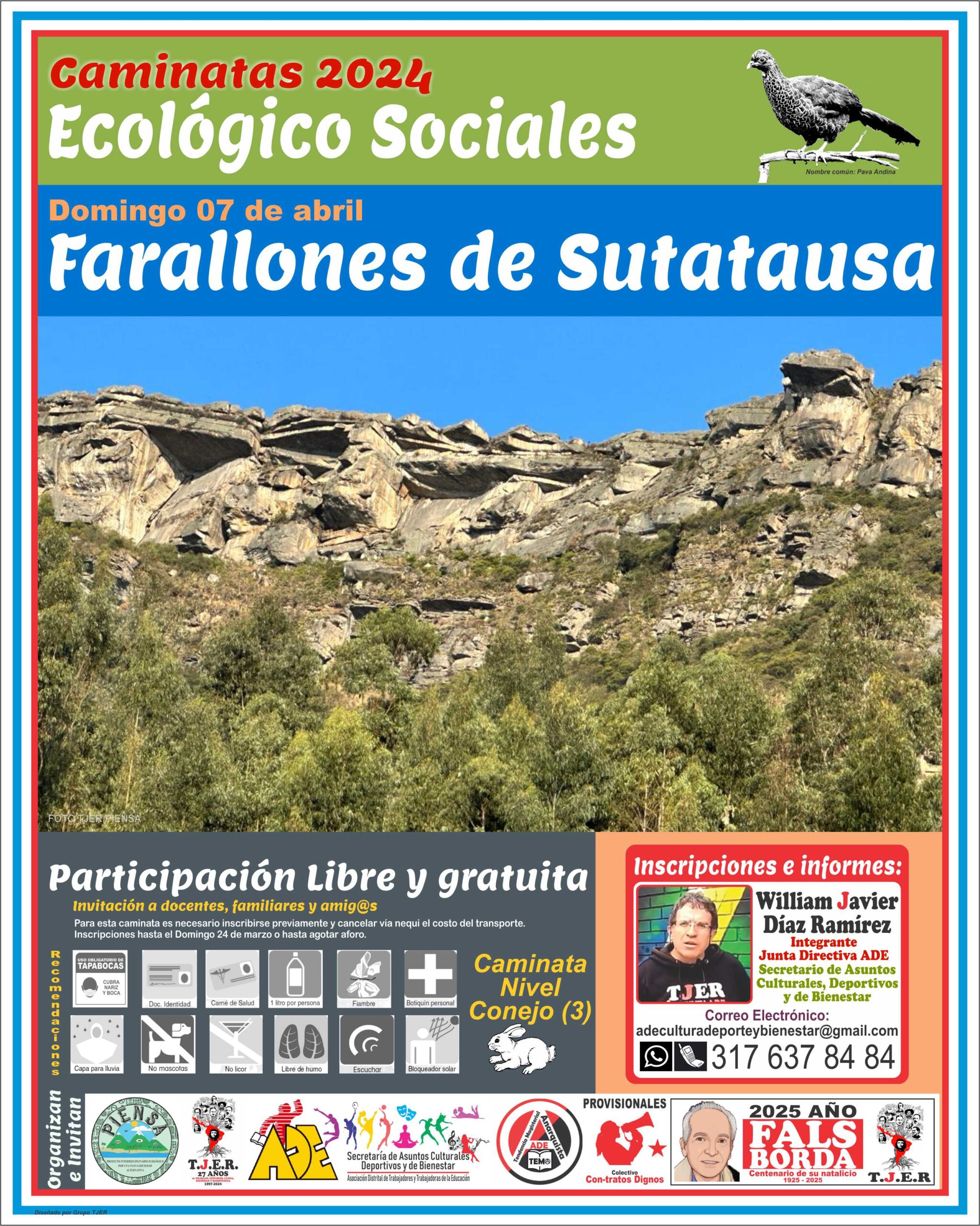 Inscripciones Segunda Caminata Ecológico Social. Farallones de Sutatausa