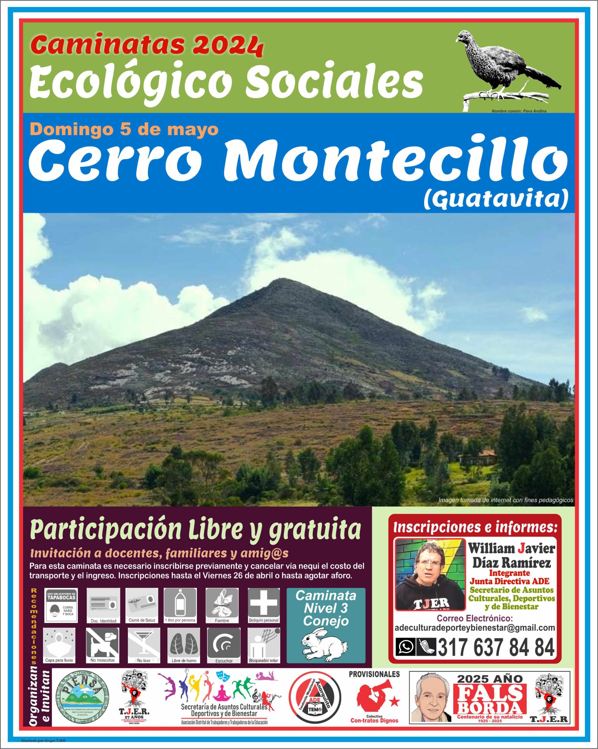 Inscripciones a la Tercera Caminata Ecológico Social. Cerro de Montecillo (Guatavita)
