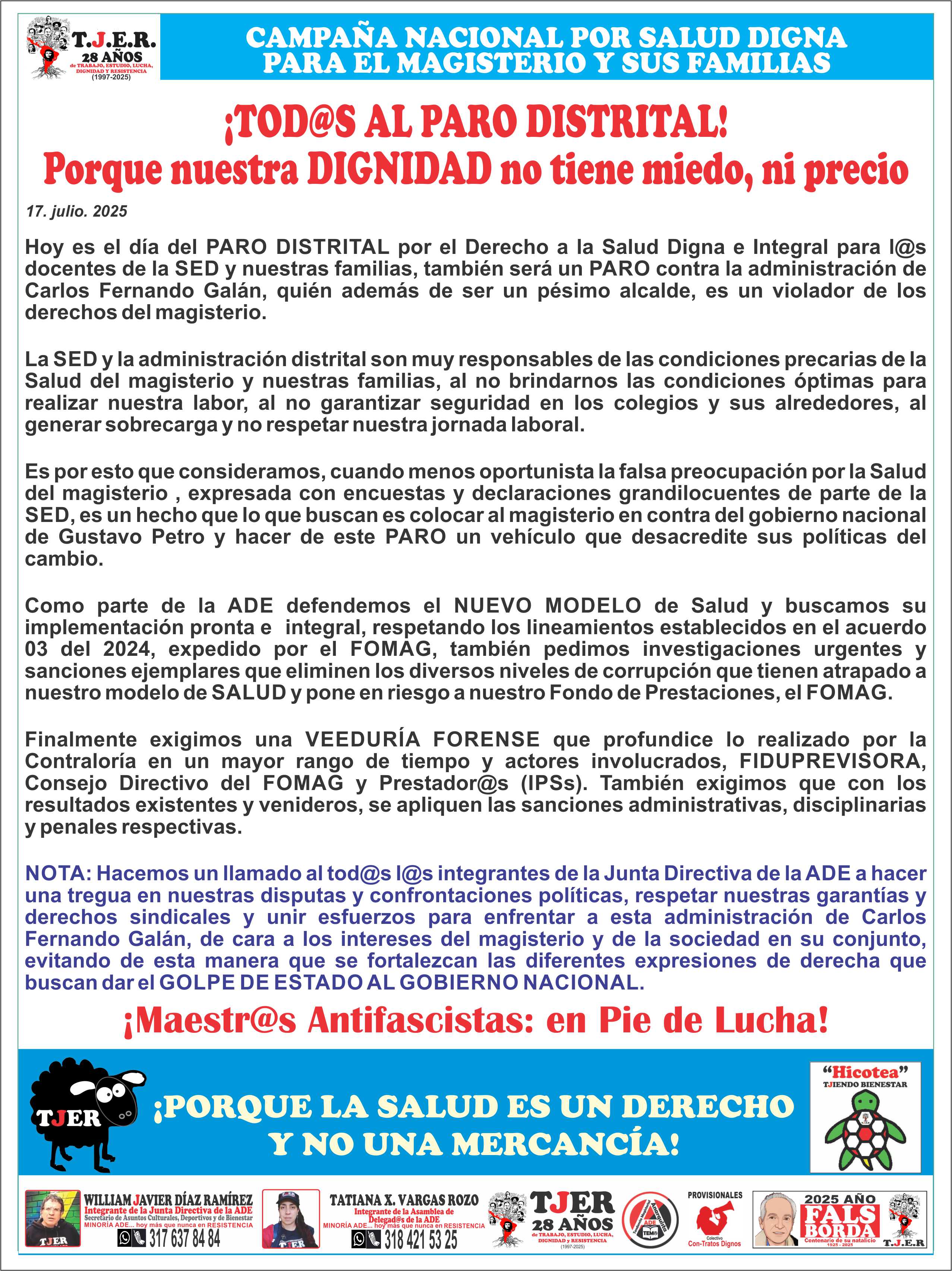 Nuestra dignidad no tiene precio