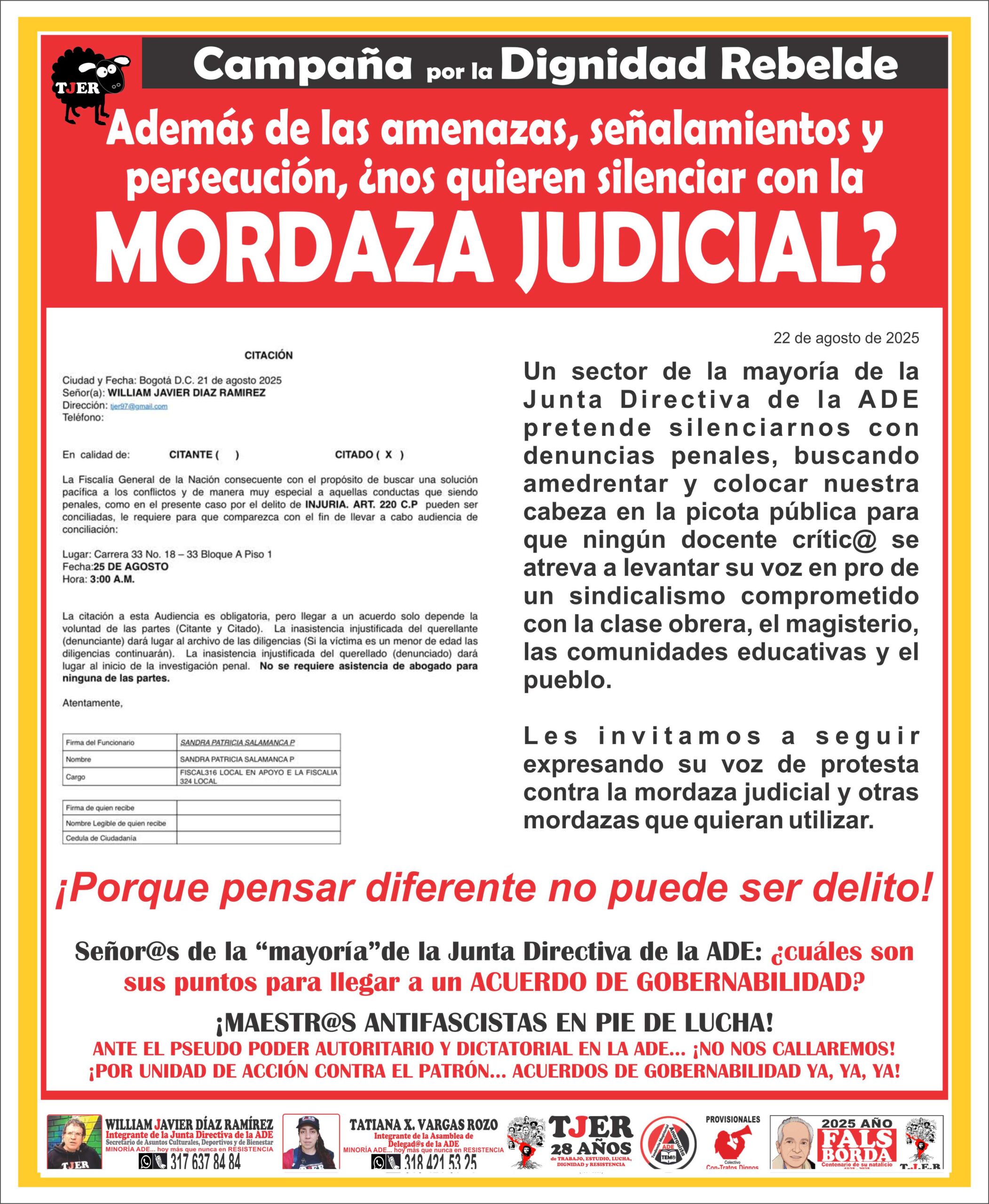 ¿nos quieren silenciar con la MORDAZA JUDICIAL?