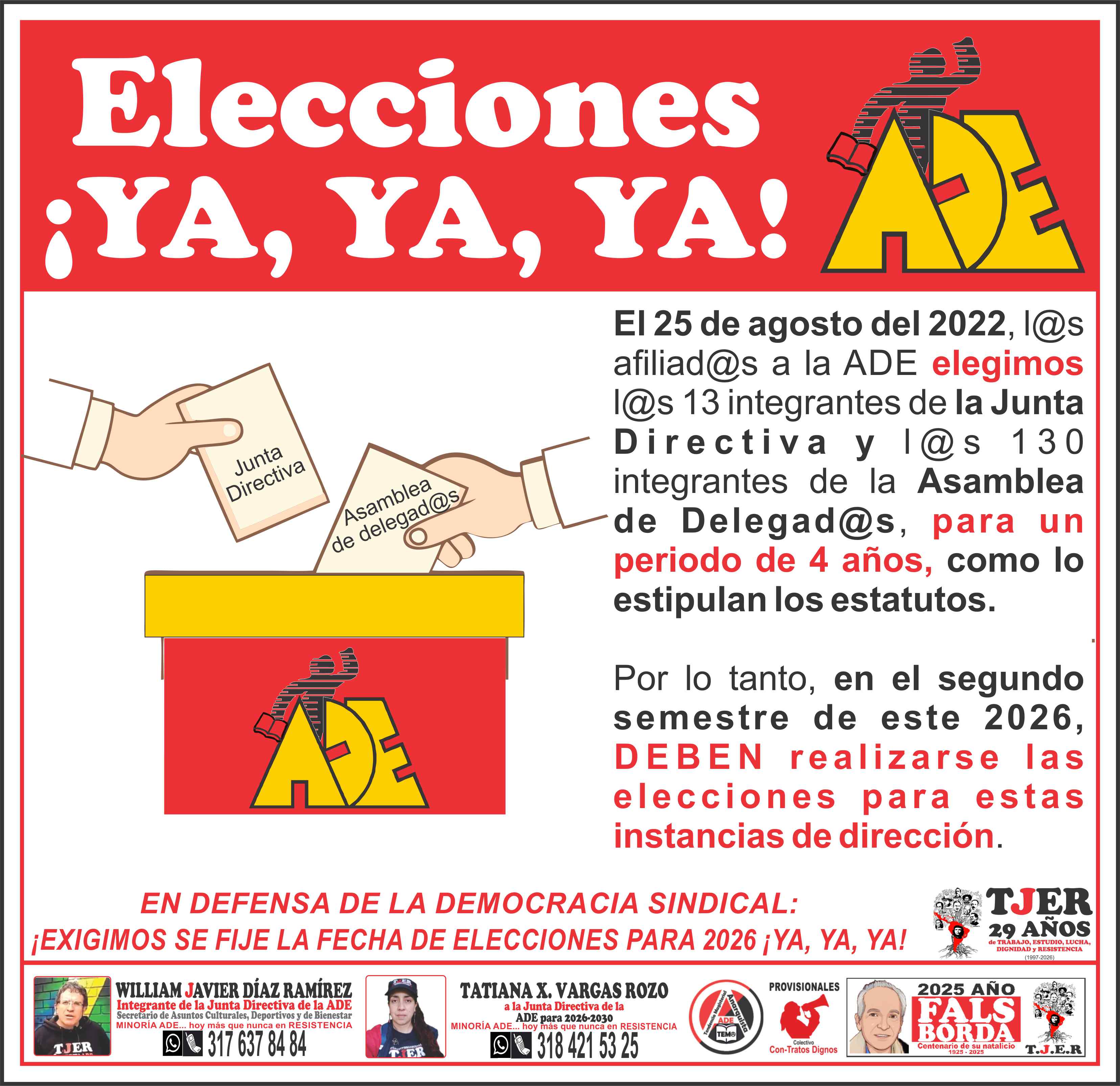 Elecciones en la ADE ¡YA, YA, YA!