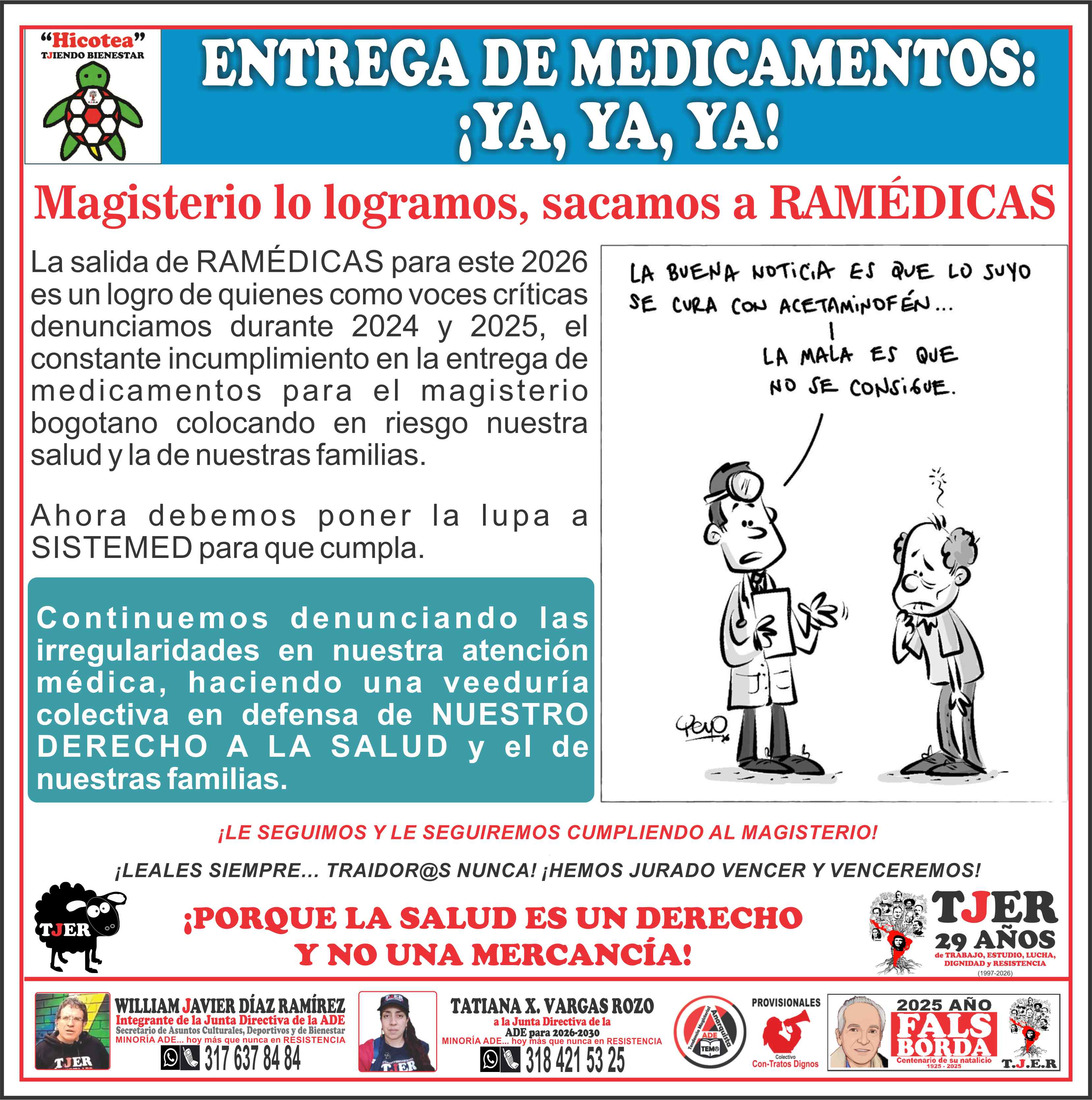 ENTREGA DE MEDICAMENTOS ¡YA, YA, YA!